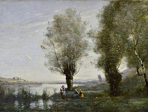 C. Corot (1796-1875), Le Repos sous les saules, XIXe siècle - Agrandir l'image (fenêtre modale)